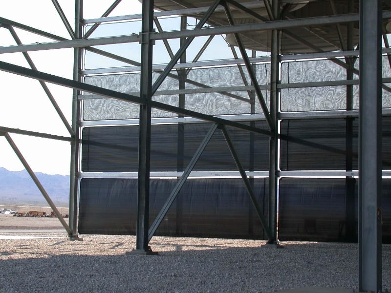 Cladding style wind deflection - 13m (40ft) x 110m (400ft) Cladding style dust solution for a cooling tower USA