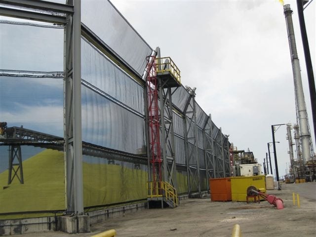 Wind protection sulfur pile