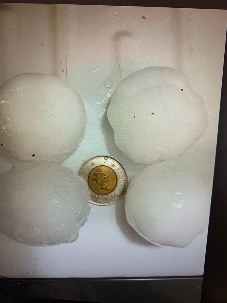 Large hail stones Alberta